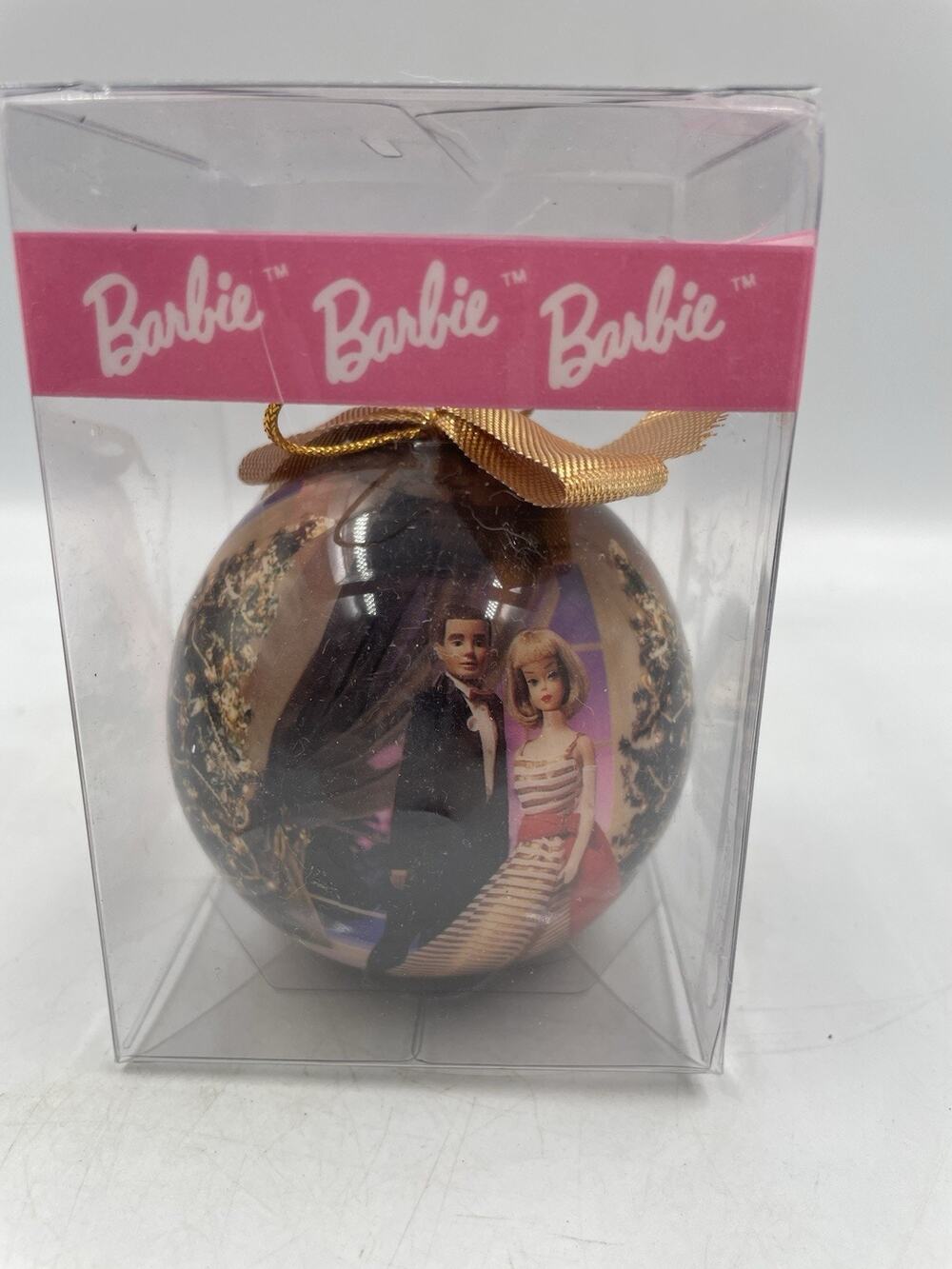 Barbie 3-1/2” Round 1996 Licensed By Mattel Ornament In Original Box